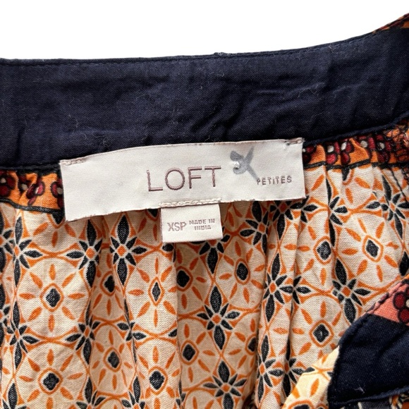 LOFT Foulard tie puffy sleeve boho cotton blouse Size XSP - Picture 7 of 8